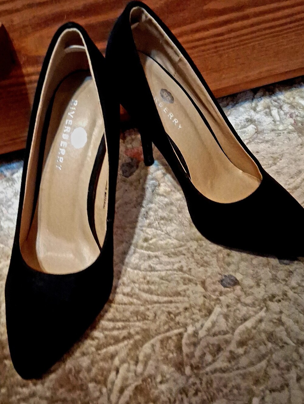 Riverberry Black Suede Pointed Stiletto Heels